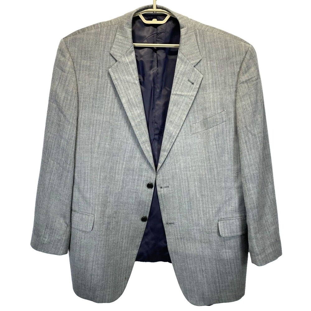 Joseph Abboud Men's Blazer Sport Jacket 48 Silk Wool Blend Gray Herringbone USA